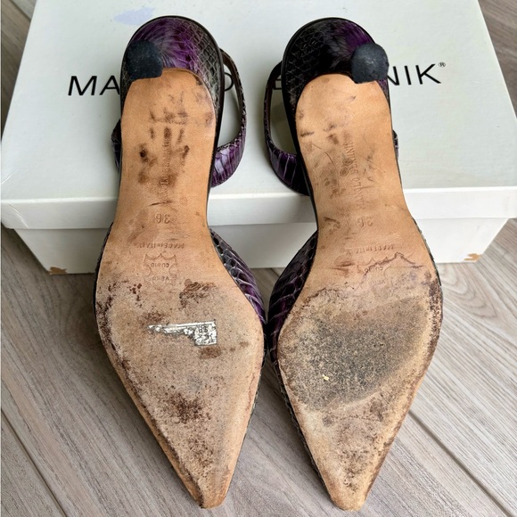 Manolo Blahnik Purple Snakeskin Heels - Picture 3 of 4